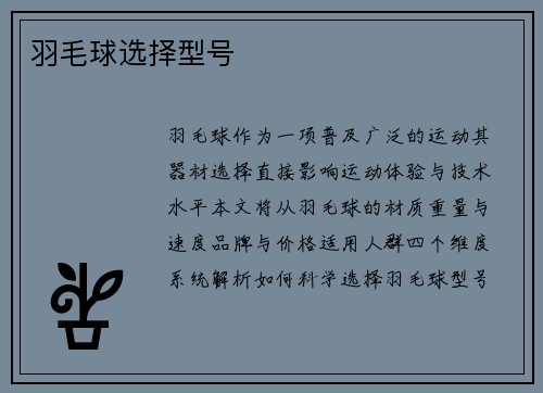 羽毛球选择型号